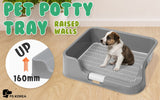Pet Potty Tray Raised Walls T1 - GREY - Front View