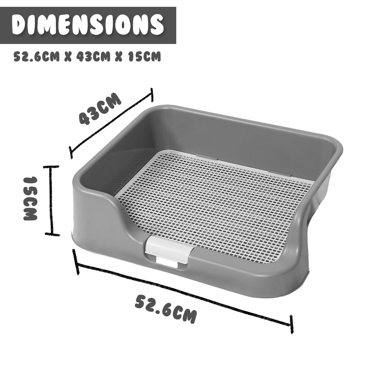 Pet Potty Tray Raised Walls T1 - GREY