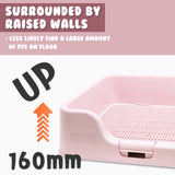 Pet Potty Tray Raised Walls T1 - PINK - Side View