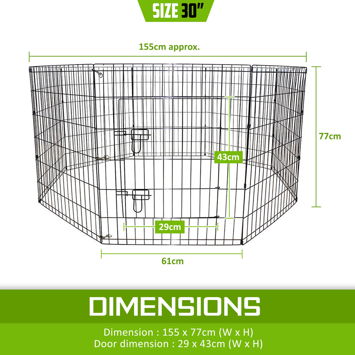 30in 8 Panel Foldable Pet Playpen
