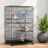 i.Pet Rabbit Cage 100cm Hutch 3 Level Indoor Guinea Pig Ferret - Low Angle