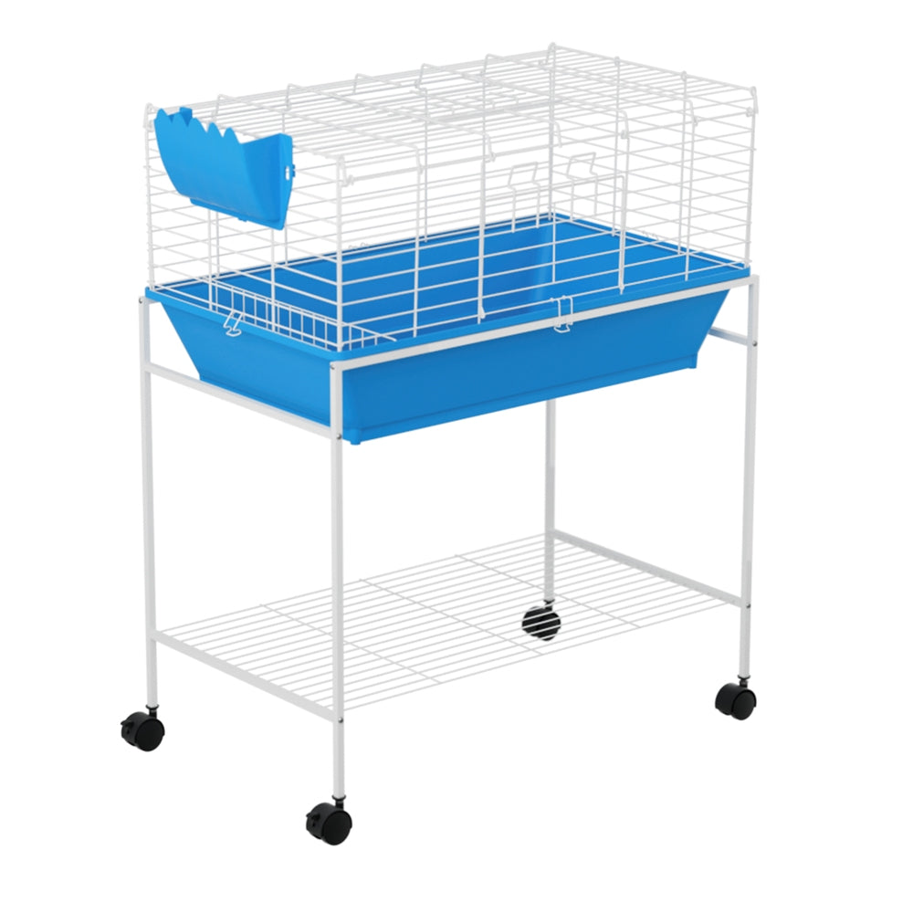 Deluxe Blue Rabbit and Small Pet Cage with Wheeled Stand and Accessories