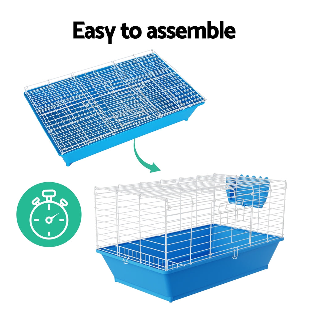 Deluxe Blue Rabbit and Small Pet Cage with Wheeled Stand and Accessories