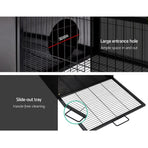 i.Pet black metal rabbit hutch with enclosed shelter and run, 162x60cm, image 6