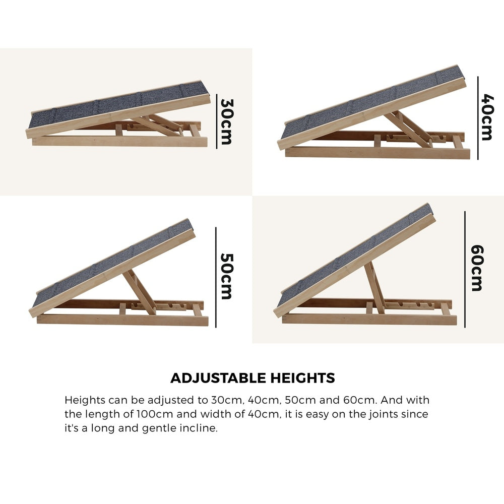 Alopet Dog Pet Ramp Adjustable Height Foldable 100cm