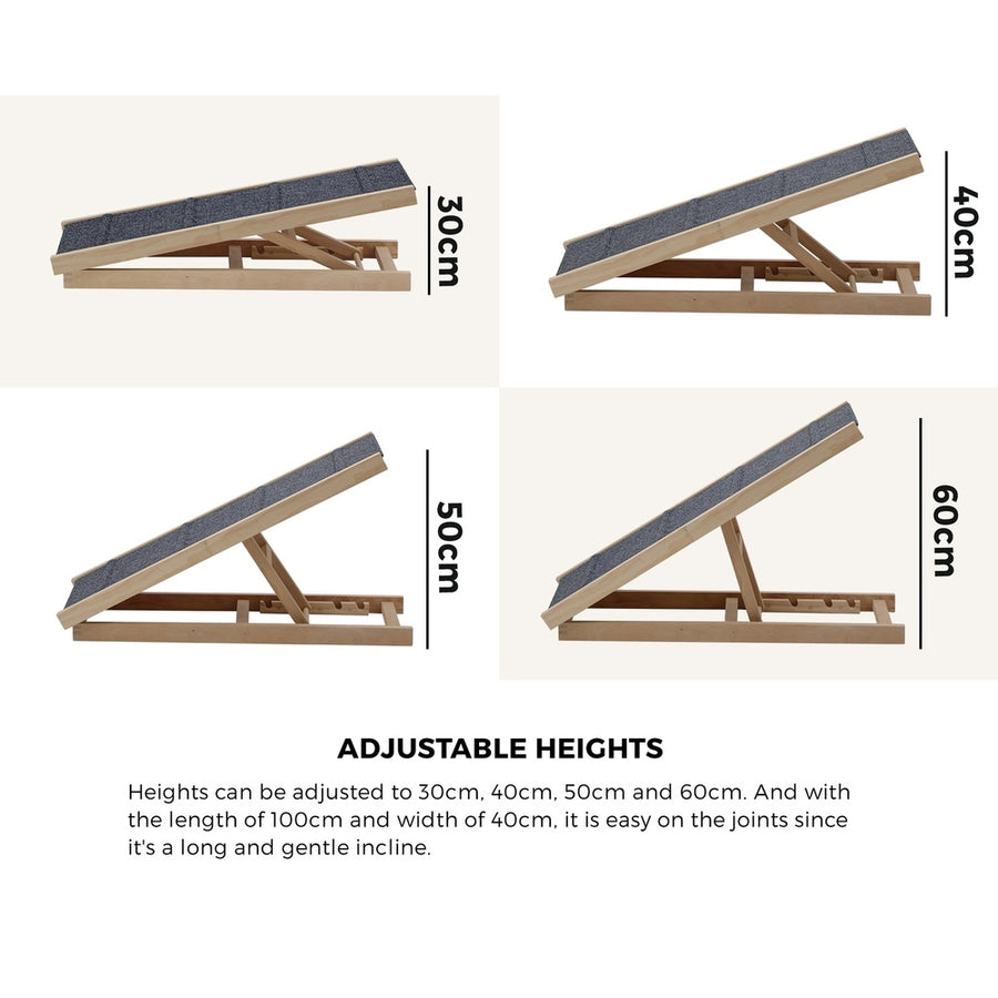 Alopet Dog Pet Ramp Adjustable Height Foldable 100cm