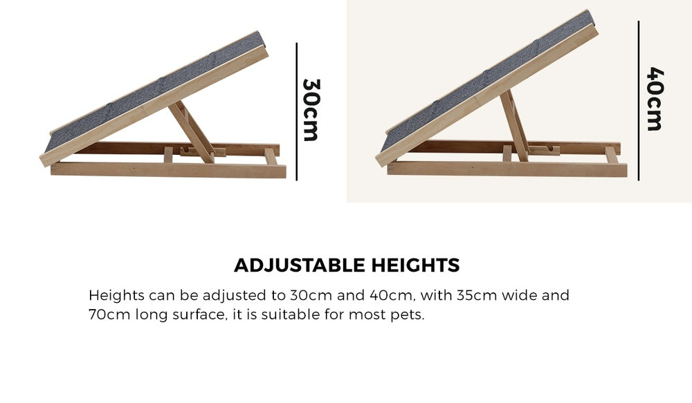 Alopet Dog Pet Ramp Adjustable Height Foldable 70cm
