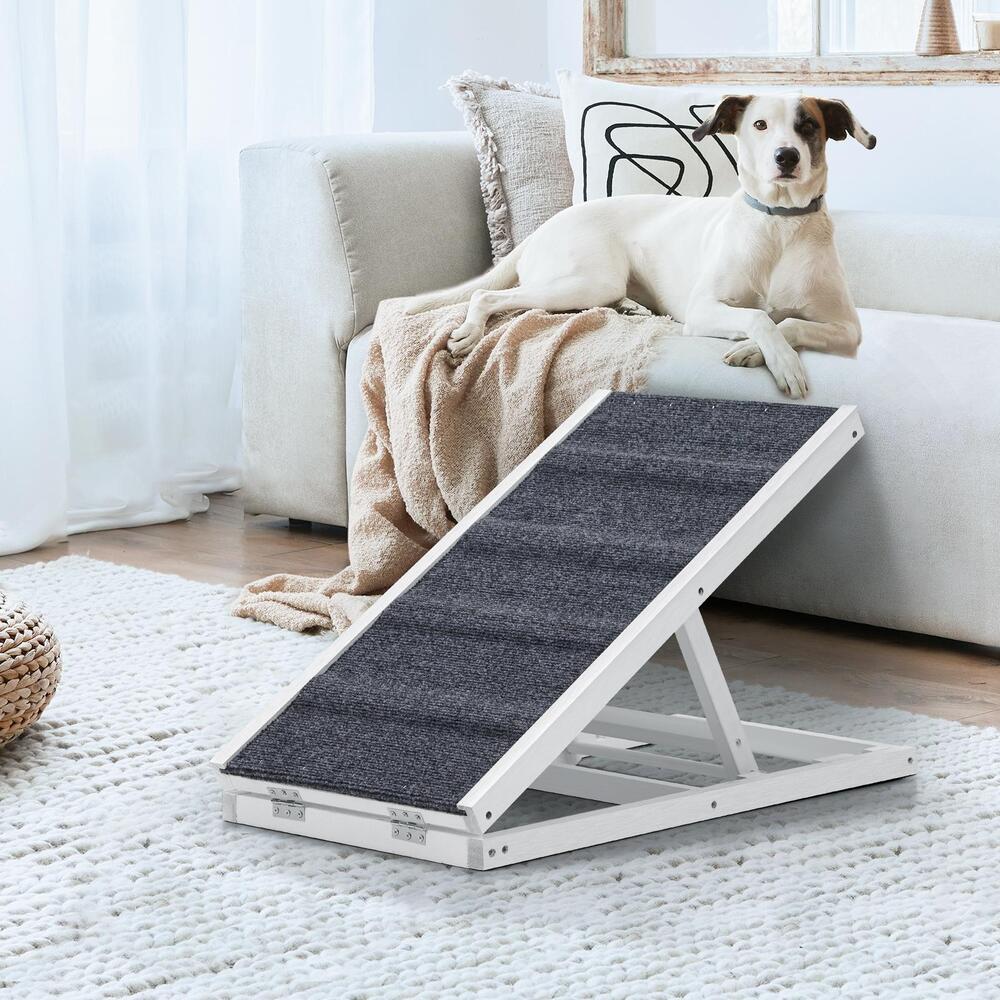 Alopet Dog Pet Ramp Adjustable Height Foldable 70cm White
