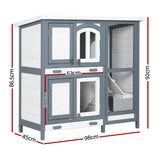 i.Pet Rabbit Hutch 98cm x 45cm x 92cm Chicken Coop Large Wooden House Run Cage Bunny Guinea Pig - Front View