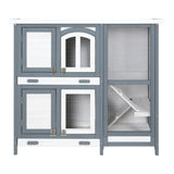 i.Pet Rabbit Hutch 98cm x 45cm x 92cm Chicken Coop Large Wooden House Run Cage Bunny Guinea Pig - Side View