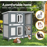 i.Pet Rabbit Hutch 98cm x 45cm x 92cm Chicken Coop Large Wooden House Run Cage Bunny Guinea Pig - Top-Down View