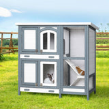 i.Pet Rabbit Hutch 98cm x 45cm x 92cm Chicken Coop Large Wooden House Run Cage Bunny Guinea Pig - Close-Up Angle