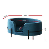 i.Pet Pet Bed Dog Sofa Lounge Cat Calming Couch Raised Blue - Front View