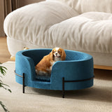 i.Pet Pet Bed Dog Sofa Lounge Cat Calming Couch Raised Blue - 45-Degree Angle