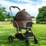 i.Pet Pet Stroller Dog Pram Large Cat Carrier Travel Foldable 4 Wheels Pushchair Double - Low Angle