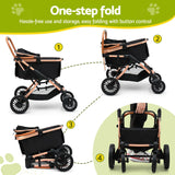 i.Pet Pet Dog Stroller Pram Large Cat Carrier Travel Pushchair Foldable 4 Wheels - Side View