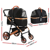 i.Pet Pet Stroller Dog Pram Large Cat Carrier Travel Foldable Pushchair 4 Wheels - Front View