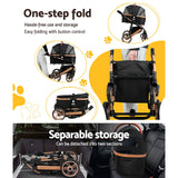 i.Pet Pet Stroller Dog Pram Large Cat Carrier Travel Foldable Pushchair 4 Wheels - Rear View
