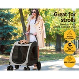i.Pet Pet Stroller Dog Pram Large Carrier Cat Travel Foldable Strollers 4 Wheels Trolley - 45-Degree Angle