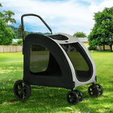 i.Pet Pet Stroller Dog Pram Large Carrier Cat Travel Foldable Strollers 4 Wheels Trolley - Low Angle
