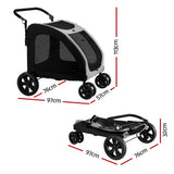 i.Pet Pet Stroller Dog Pram Large Carrier Cat Travel Foldable Strollers 4 Wheels Trolley - Side View