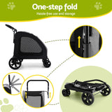i.Pet Pet Stroller Dog Pram Large Carrier Cat Travel Foldable Strollers 4 Wheels Trolley - 45-Degree Angle