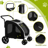 i.Pet Pet Stroller Dog Pram Large Carrier Cat Travel Foldable Strollers 4 Wheels Trolley - Low Angle