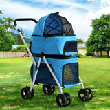 i.Pet Pet Stroller Dog Pram Large Cat Carrier Travel Foldable 4 Wheels Double - Low Angle