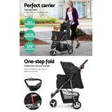 i.Pet Pet Stroller Dog Pram Cat Carrier Large Travel Pushchair Foldable 3 Wheels - Top-Down View