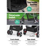 i.Pet 4 Wheel Pet Stroller - Black - Rear View