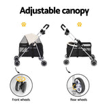 i.Pet Pet Stroller Pram Dog Cat Carrier Cage Large Travel Pushchair Foldable 4 Wheels - 45-Degree Angle