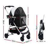 i.Pet Pet Stroller Pram Dog Cat Carrier Cage Large Travel Pushchair Foldable 4 Wheels - Side View