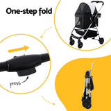 i.Pet Pet Stroller Pram Dog Cat Carrier Cage Large Travel Pushchair Foldable 4 Wheels - 45-Degree Angle