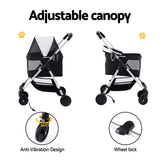 i.Pet Pet Stroller Pram Dog Cat Carrier Cage Large Travel Pushchair Foldable 4 Wheels - Rear View