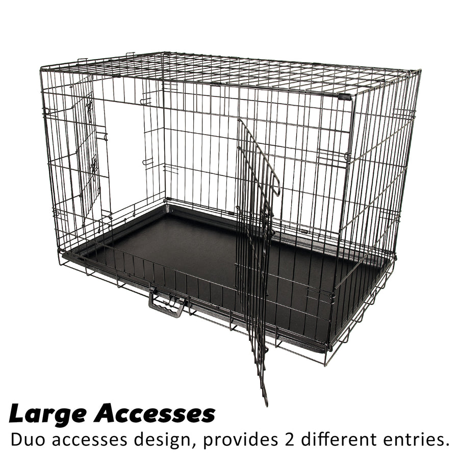 24in Foldable Wire Dog Cage with Tray