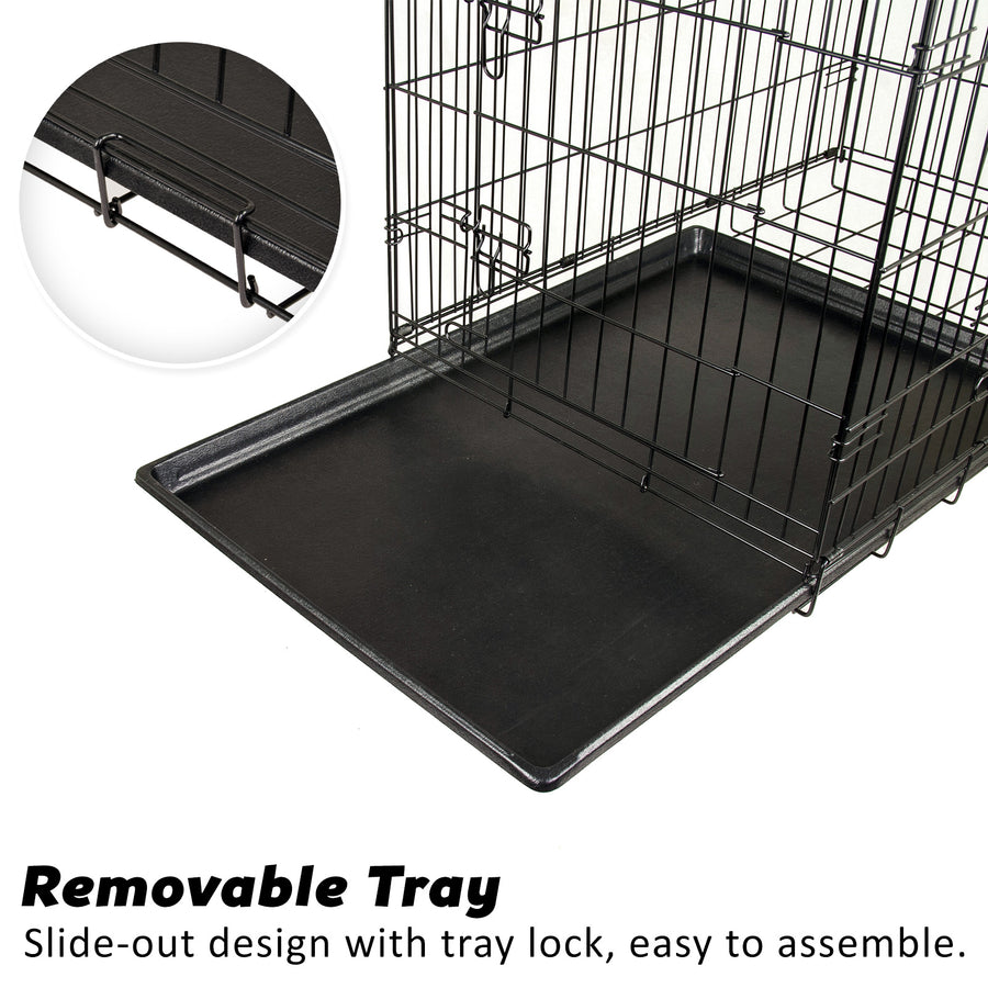 24in Foldable Wire Dog Cage with Tray