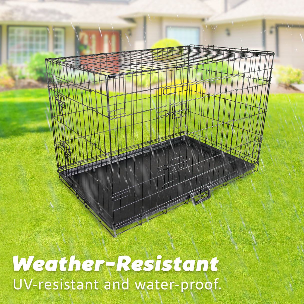 24in Foldable Wire Dog Cage with Tray
