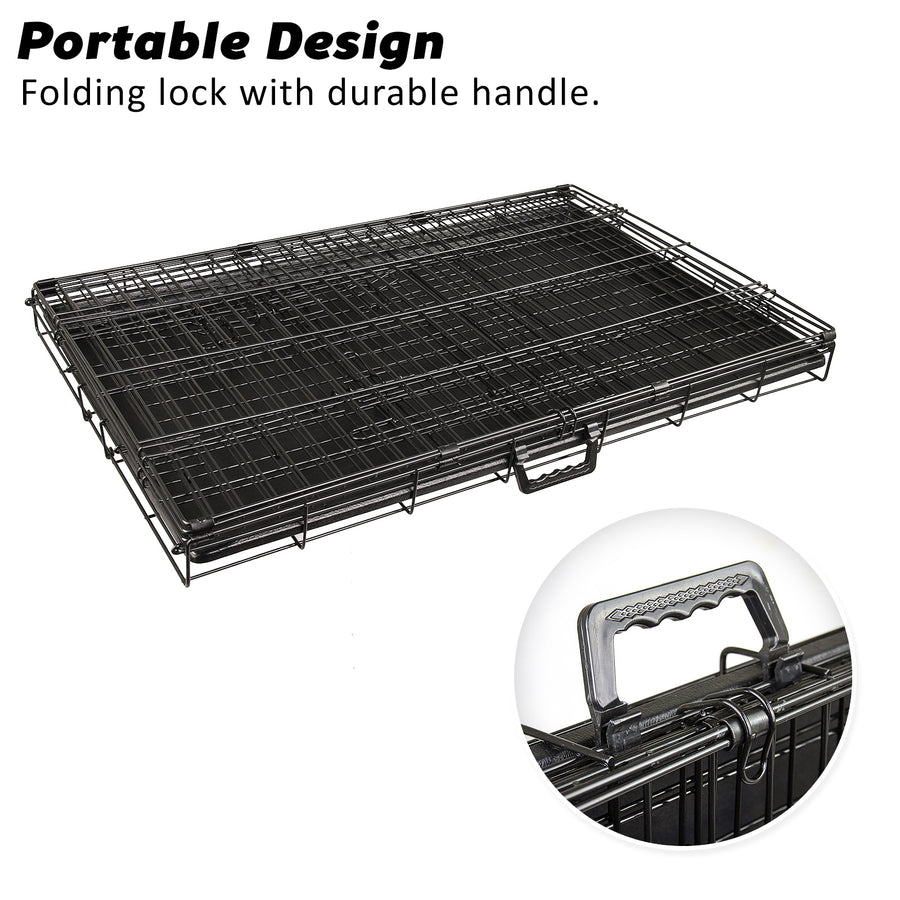 24in Foldable Wire Dog Cage with Tray