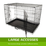 36in Foldable Wire Dog Cage with Tray - Rear View