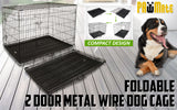 42in Foldable Wire Dog Cage with Tray - Front View