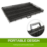 48in Foldable Wire Dog Cage with Tray - Close-Up Angle