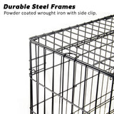 36in Foldable Wire Dog Cage with Tray + Cushion Mat - Side View