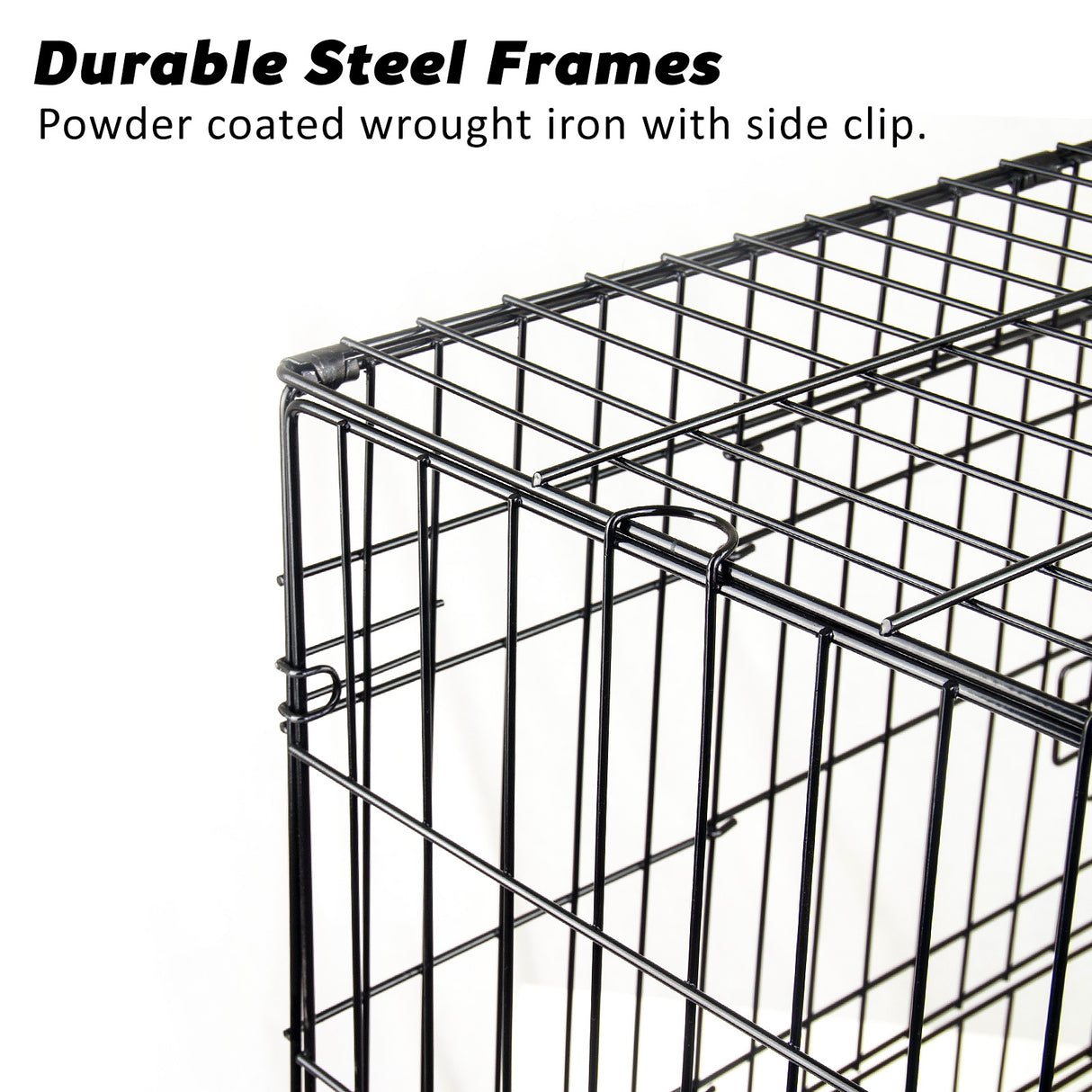 42in Foldable Wire Dog Cage with Tray + Cushion Mat