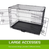 30in Foldable Wire Dog Cage with Tray + BLUE Cover - Close-Up Angle