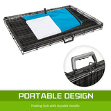36in Foldable Wire Dog Cage with Tray + BLUE Cover - Low Angle