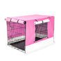 36in Foldable Wire Dog Cage with Tray + PINK Cover
