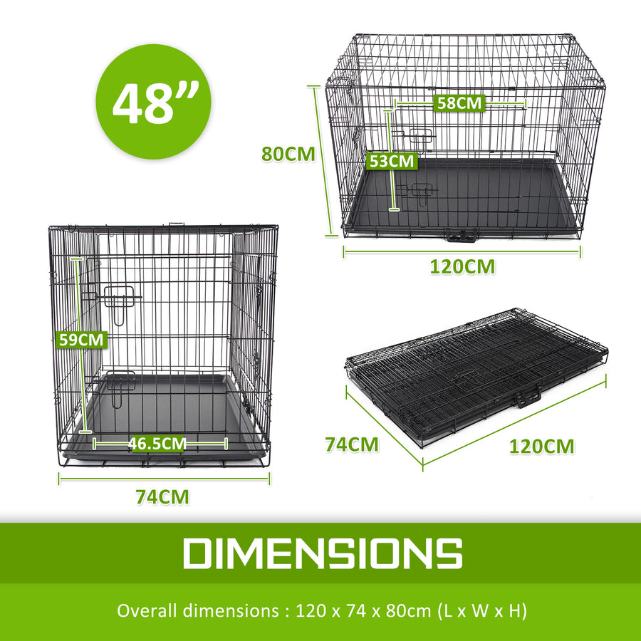 48in Foldable Wire Dog Cage with Tray + BLUE Cover