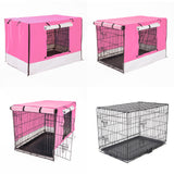 48in Foldable Wire Dog Cage with Tray + PINK Cover - Side View