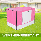 48in Foldable Wire Dog Cage with Tray + PINK Cover - Top-Down View