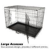 30in Foldable Wire Dog Cage with Tray + Cushion Mat + PINK Cover - Rear View